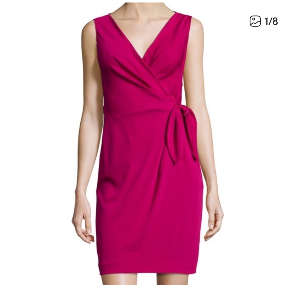 Diane Von Furstenberg Fuchsia Wrap Mini Dress